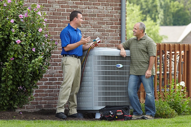 Technician installaing HVAC system in Charlotte NC